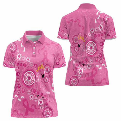 Pink Ribbon Australia Women Polo Shirt Breast Cancer Awareness Aboriginal Cacatua leadbeateri - Aussie Hoodie