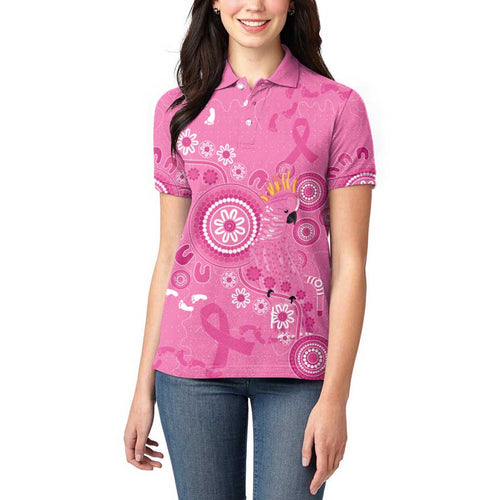Pink Ribbon Australia Women Polo Shirt Breast Cancer Awareness Aboriginal Cacatua leadbeateri - Aussie Hoodie