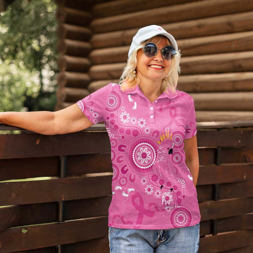 Pink Ribbon Australia Women Polo Shirt Breast Cancer Awareness Aboriginal Cacatua leadbeateri - Aussie Hoodie