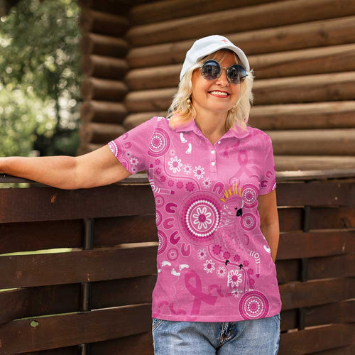 Pink Ribbon Australia Women Polo Shirt Breast Cancer Awareness Aboriginal Cacatua leadbeateri - Aussie Hoodie