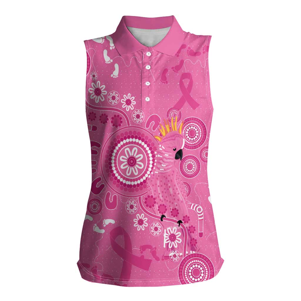 Pink Ribbon Australia Women Sleeveless Polo Shirt Breast Cancer Awareness Aboriginal Cacatua leadbeateri - Aussie Hoodie