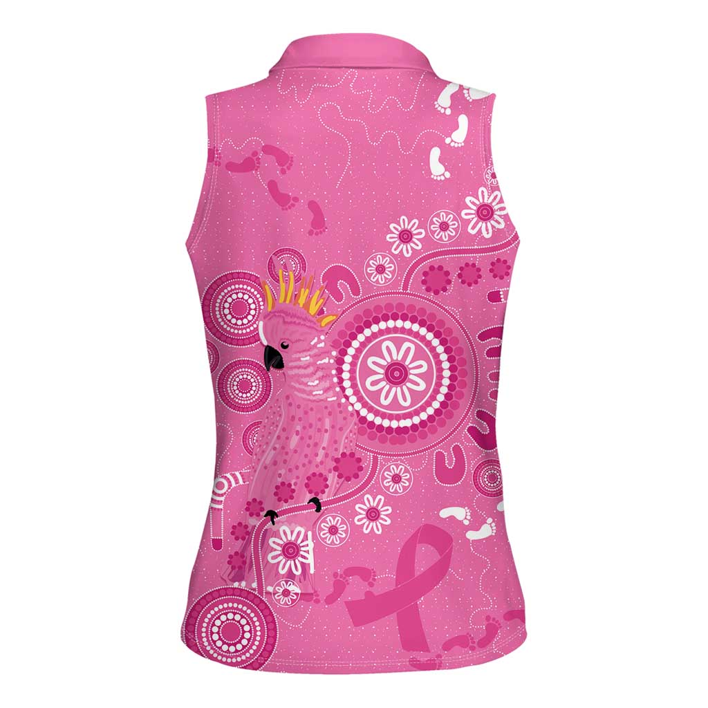 Pink Ribbon Australia Women Sleeveless Polo Shirt Breast Cancer Awareness Aboriginal Cacatua leadbeateri - Aussie Hoodie