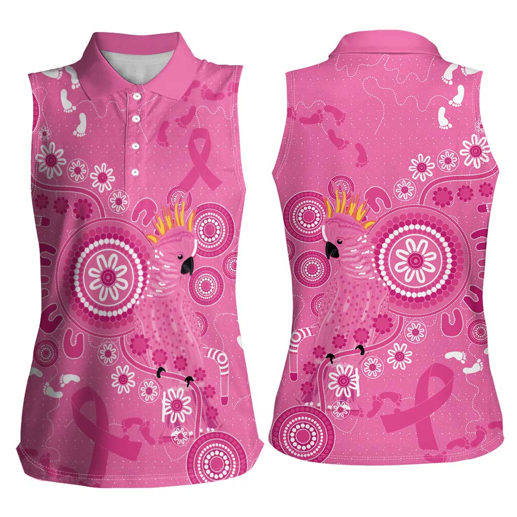 Pink Ribbon Australia Women Sleeveless Polo Shirt Breast Cancer Awareness Aboriginal Cacatua leadbeateri - Aussie Hoodie