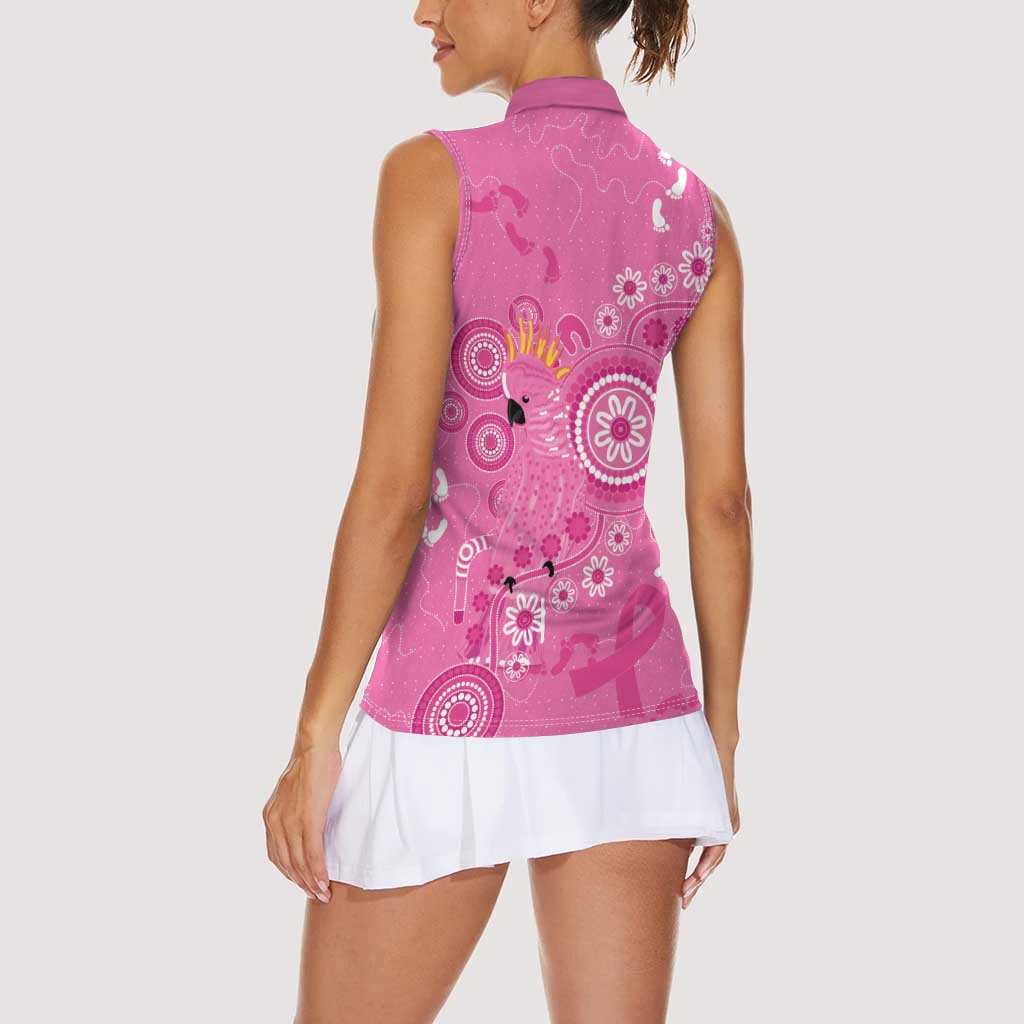 Pink Ribbon Australia Women Sleeveless Polo Shirt Breast Cancer Awareness Aboriginal Cacatua leadbeateri - Aussie Hoodie