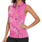 Pink Ribbon Australia Women Sleeveless Polo Shirt Breast Cancer Awareness Aboriginal Cacatua leadbeateri - Aussie Hoodie