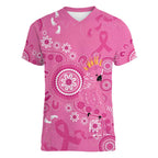 Pink Ribbon Australia Women V-Neck T-Shirt Breast Cancer Awareness Aboriginal Cacatua leadbeateri - Aussie Hoodie