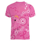 Pink Ribbon Australia Women V-Neck T-Shirt Breast Cancer Awareness Aboriginal Cacatua leadbeateri - Aussie Hoodie