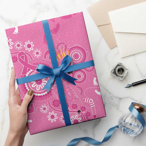 Pink Ribbon Australia Wrapping Paper Breast Cancer Awareness Aboriginal Cacatua leadbeateri - Aussie Hoodie