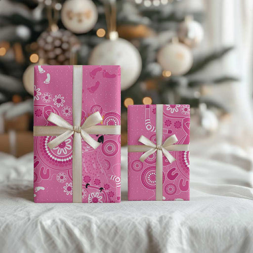 Pink Ribbon Australia Wrapping Paper Breast Cancer Awareness Aboriginal Cacatua leadbeateri - Aussie Hoodie
