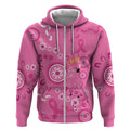 Pink Ribbon Australia Zip Hoodie Breast Cancer Awareness Aboriginal Cacatua leadbeateri - Aussie Hoodie