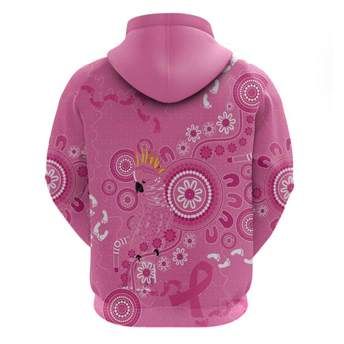 Pink Ribbon Australia Zip Hoodie Breast Cancer Awareness Aboriginal Cacatua leadbeateri - Aussie Hoodie