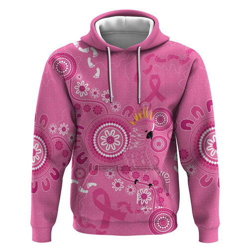 Pink Ribbon Australia Zip Hoodie Breast Cancer Awareness Aboriginal Cacatua leadbeateri - Aussie Hoodie