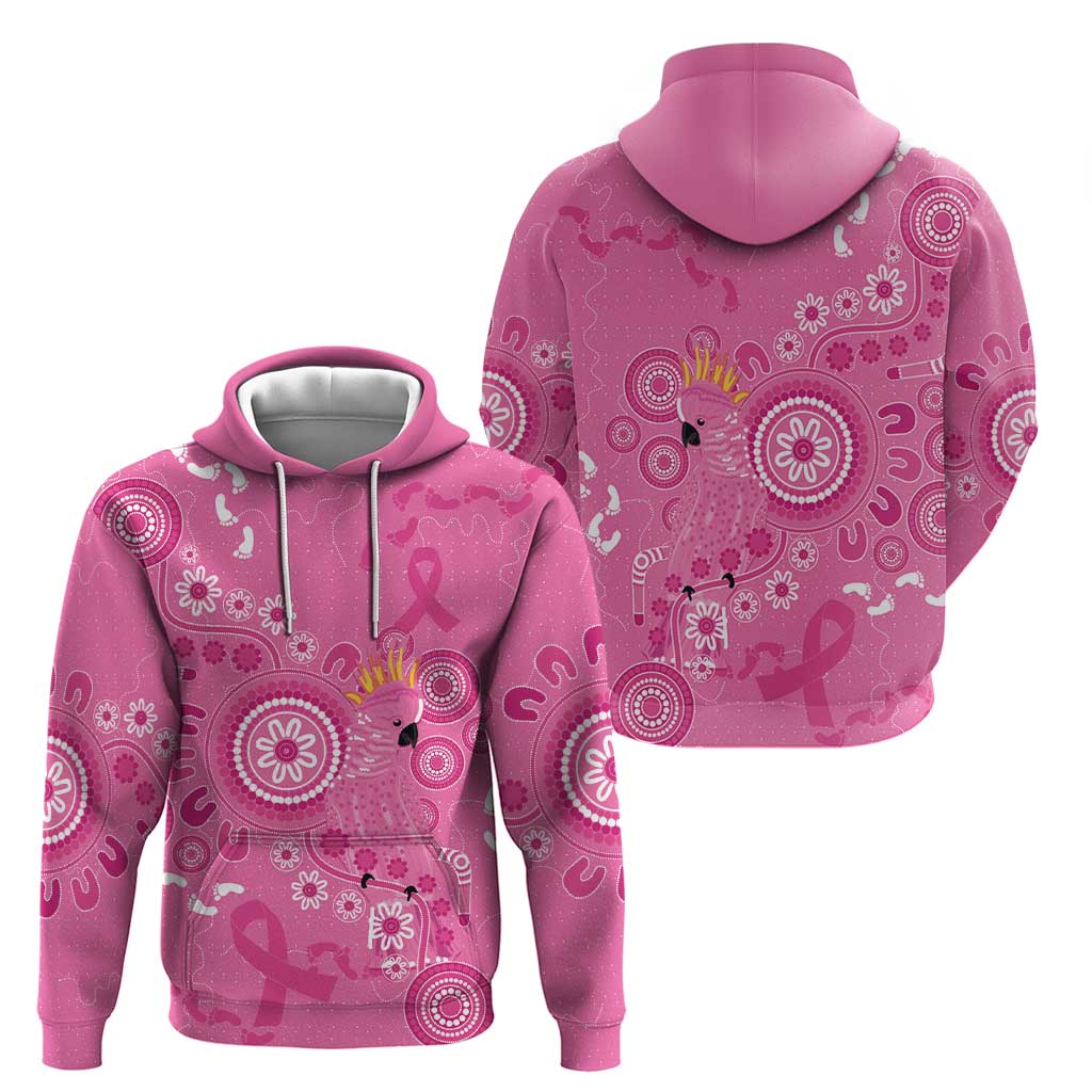Pink Ribbon Australia Zip Hoodie Breast Cancer Awareness Aboriginal Cacatua leadbeateri - Aussie Hoodie