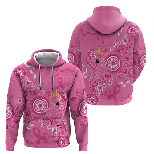 Pink Ribbon Australia Zip Hoodie Breast Cancer Awareness Aboriginal Cacatua leadbeateri - Aussie Hoodie