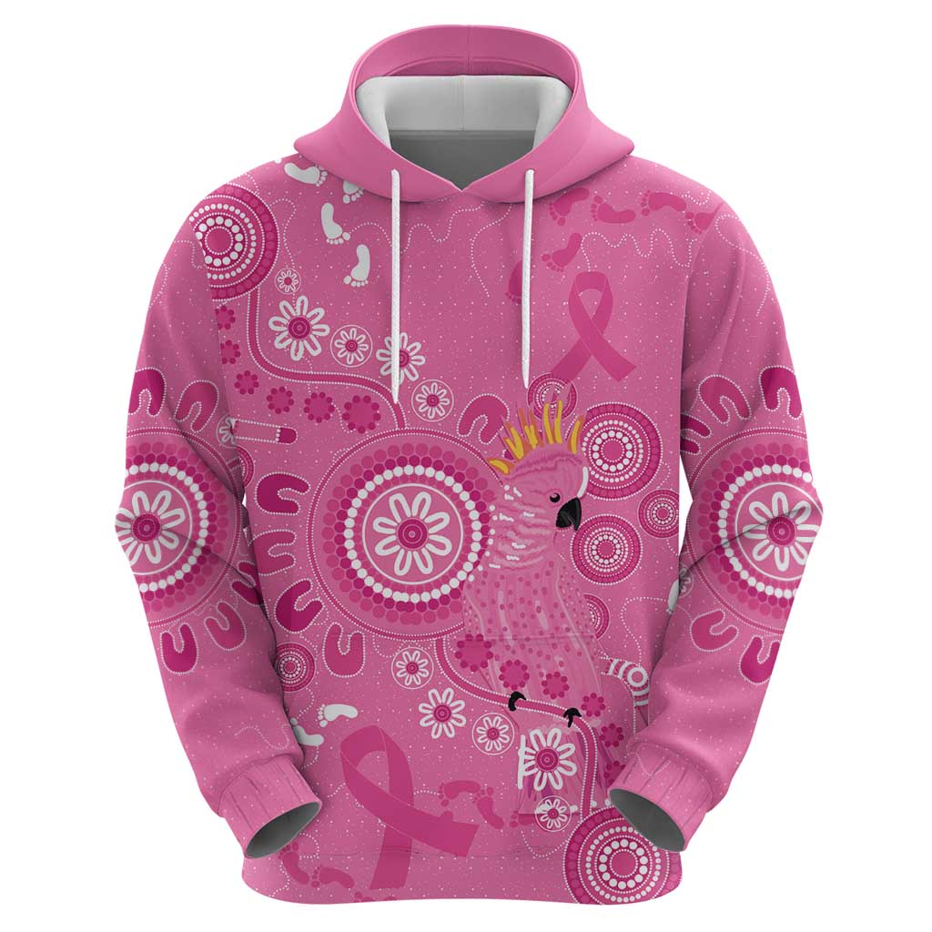 Pink Ribbon Australia Zip Hoodie Breast Cancer Awareness Aboriginal Cacatua leadbeateri - Aussie Hoodie