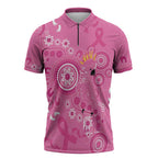 Pink Ribbon Australia Zipper Polo Shirt Breast Cancer Awareness Aboriginal Cacatua leadbeateri - Aussie Hoodie