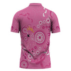 Pink Ribbon Australia Zipper Polo Shirt Breast Cancer Awareness Aboriginal Cacatua leadbeateri - Aussie Hoodie