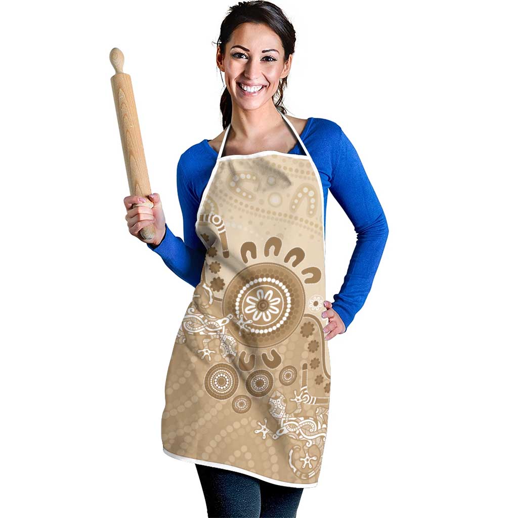 Beige Lizards Australia Apron Boomerang Indigenous Art - Aussie Hoodie