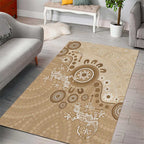 Beige Lizards Australia Area Rug Boomerang Indigenous Art - Aussie Hoodie