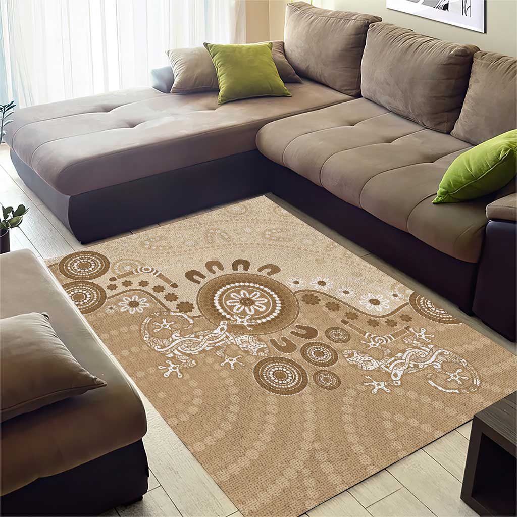 Beige Lizards Australia Area Rug Boomerang Indigenous Art - Aussie Hoodie