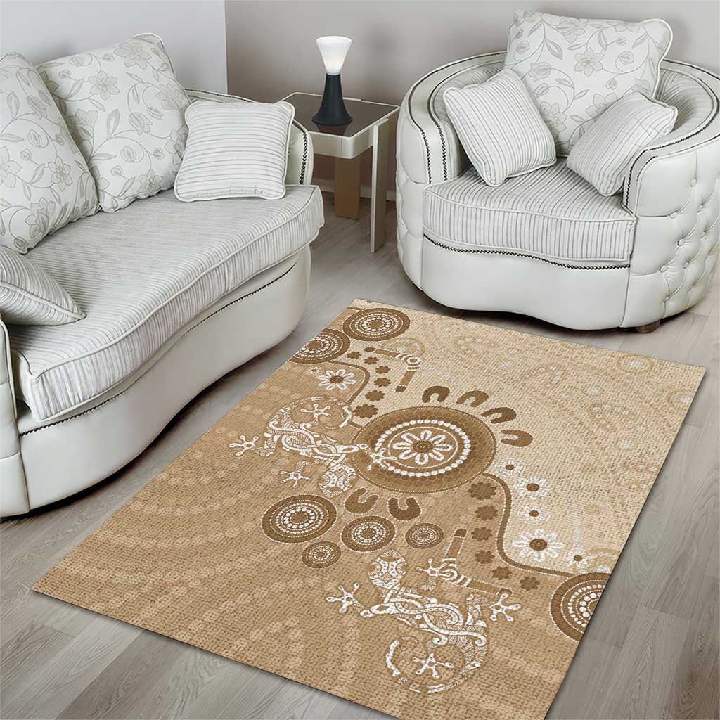 Beige Lizards Australia Area Rug Boomerang Indigenous Art - Aussie Hoodie