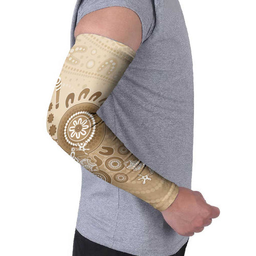 Beige Lizards Australia Arm Sleeves Boomerang Indigenous Art - Aussie Hoodie