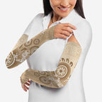 Beige Lizards Australia Arm Sleeves Boomerang Indigenous Art - Aussie Hoodie