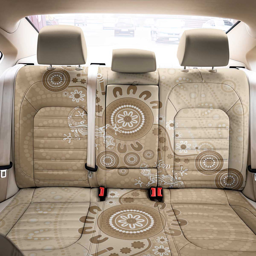 Beige Lizards Australia Back Car Seat Cover Boomerang Indigenous Art - Aussie Hoodie