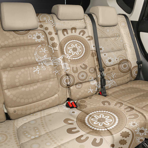 Beige Lizards Australia Back Car Seat Cover Boomerang Indigenous Art - Aussie Hoodie