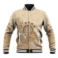Beige Lizards Australia Baseball Jacket Boomerang Indigenous Art - Aussie Hoodie