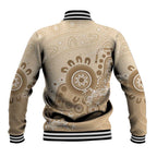 Beige Lizards Australia Baseball Jacket Boomerang Indigenous Art - Aussie Hoodie