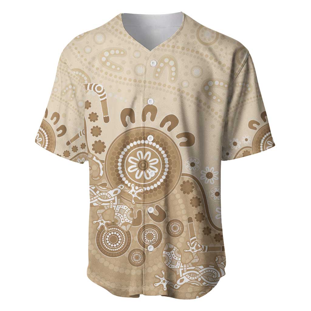 Beige Lizards Australia Baseball Jersey Boomerang Indigenous Art - Aussie Hoodie