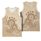 Beige Lizards Australia Basketball Jersey Boomerang Indigenous Art - Aussie Hoodie