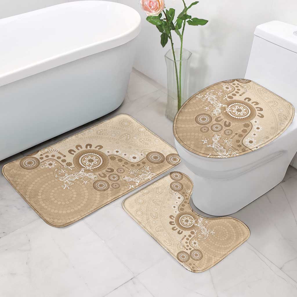 Beige Lizards Australia Bathroom Set Boomerang Indigenous Art - Aussie Hoodie