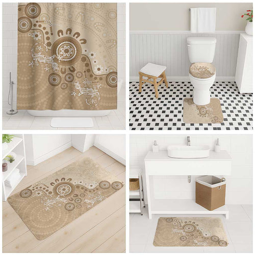 Beige Lizards Australia Bathroom Set Boomerang Indigenous Art - Aussie Hoodie