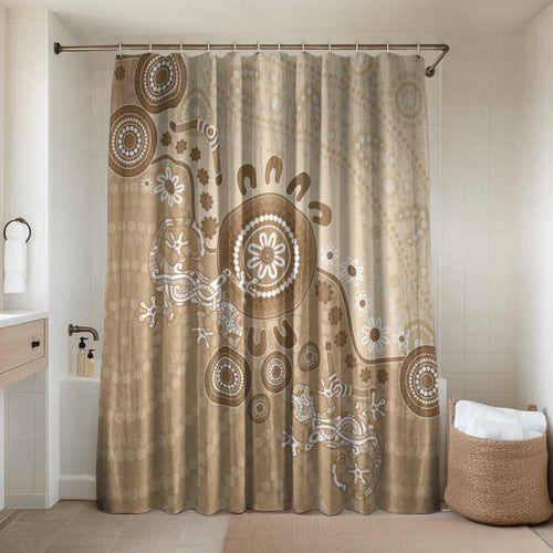 Beige Lizards Australia Bathroom Set Boomerang Indigenous Art - Aussie Hoodie