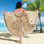 Beige Lizards Australia Beach Blanket Boomerang Indigenous Art - Aussie Hoodie
