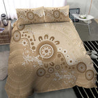 Beige Lizards Australia Bedding Set Boomerang Indigenous Art - Aussie Hoodie