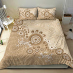 Beige Lizards Australia Bedding Set Boomerang Indigenous Art - Aussie Hoodie