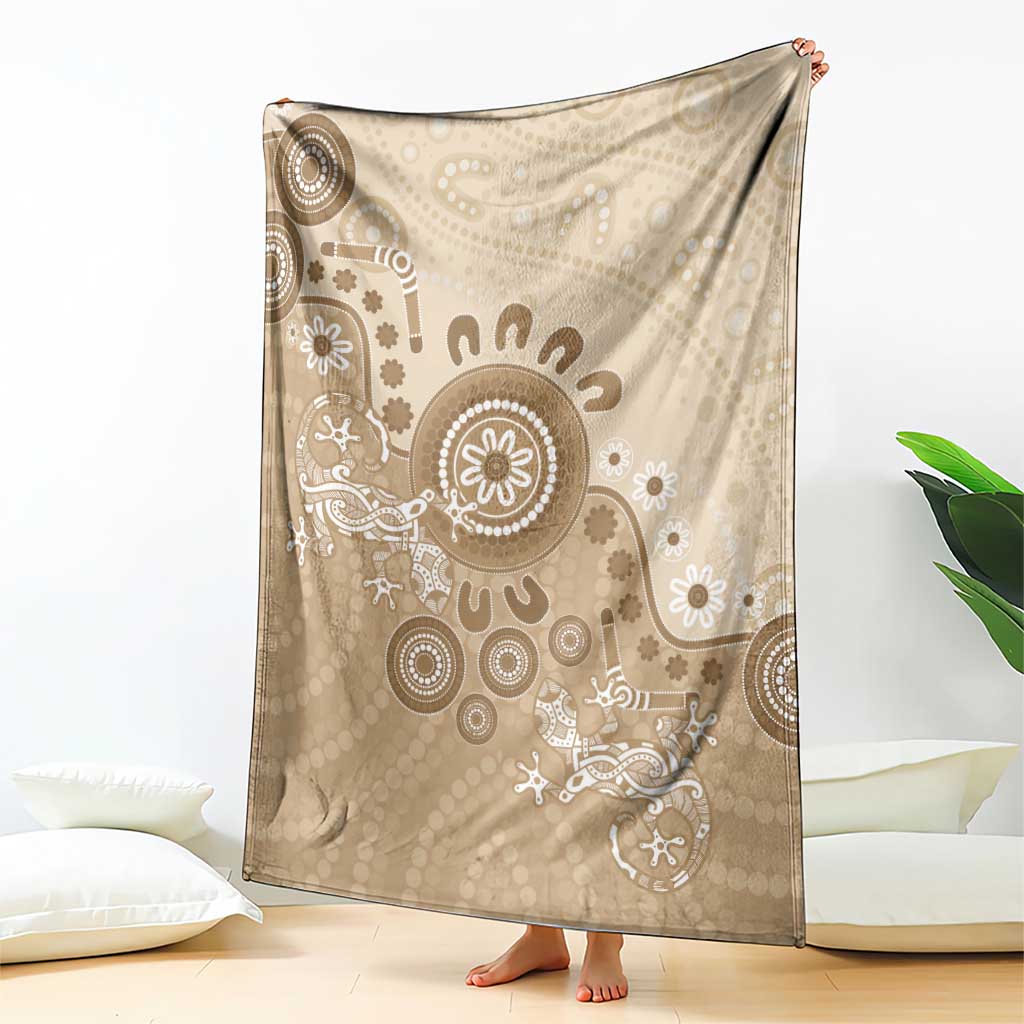 Beige Lizards Australia Blanket Boomerang Indigenous Art - Aussie Hoodie