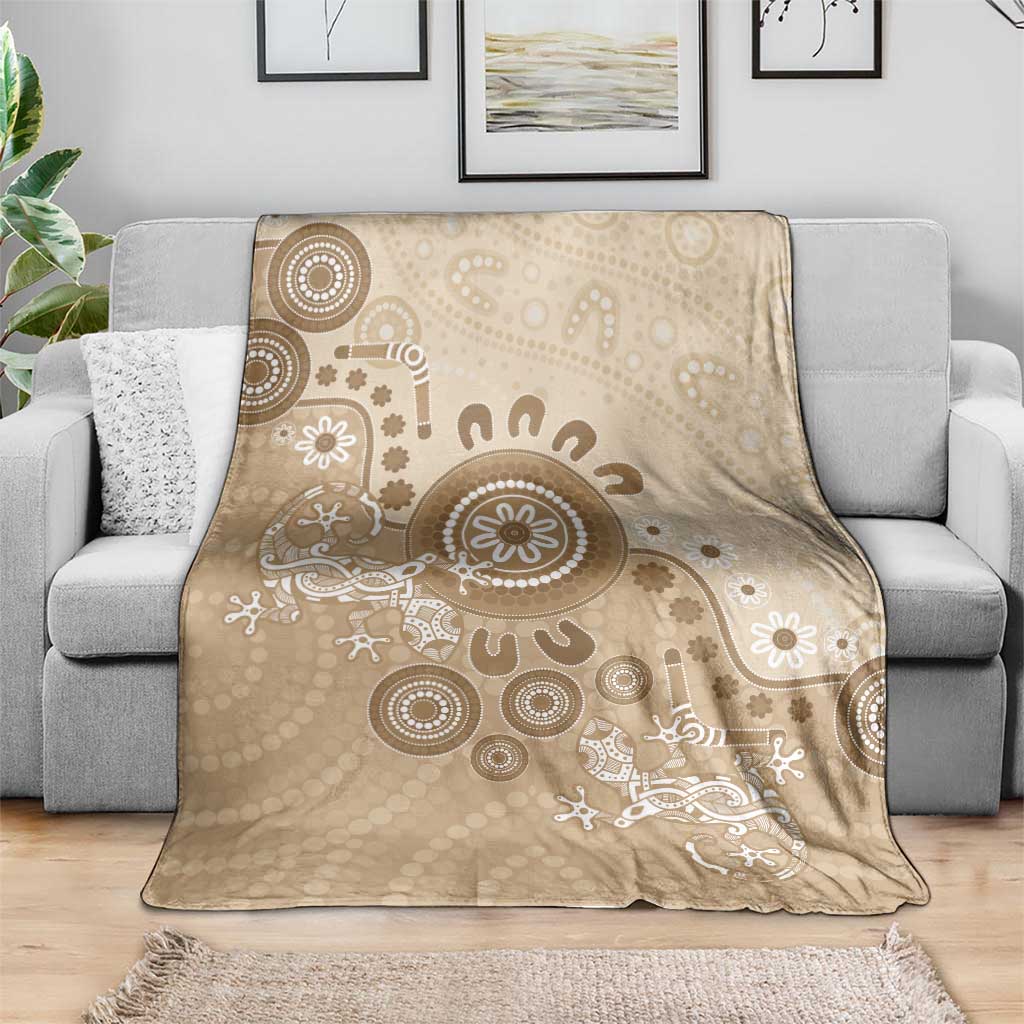 Beige Lizards Australia Blanket Boomerang Indigenous Art - Aussie Hoodie