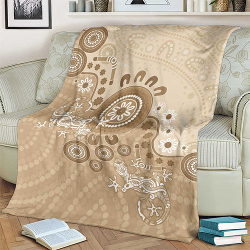 Beige Lizards Australia Blanket Boomerang Indigenous Art - Aussie Hoodie