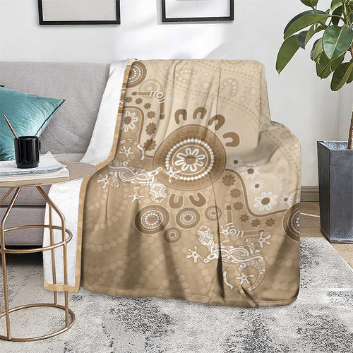 Beige Lizards Australia Blanket Boomerang Indigenous Art - Aussie Hoodie