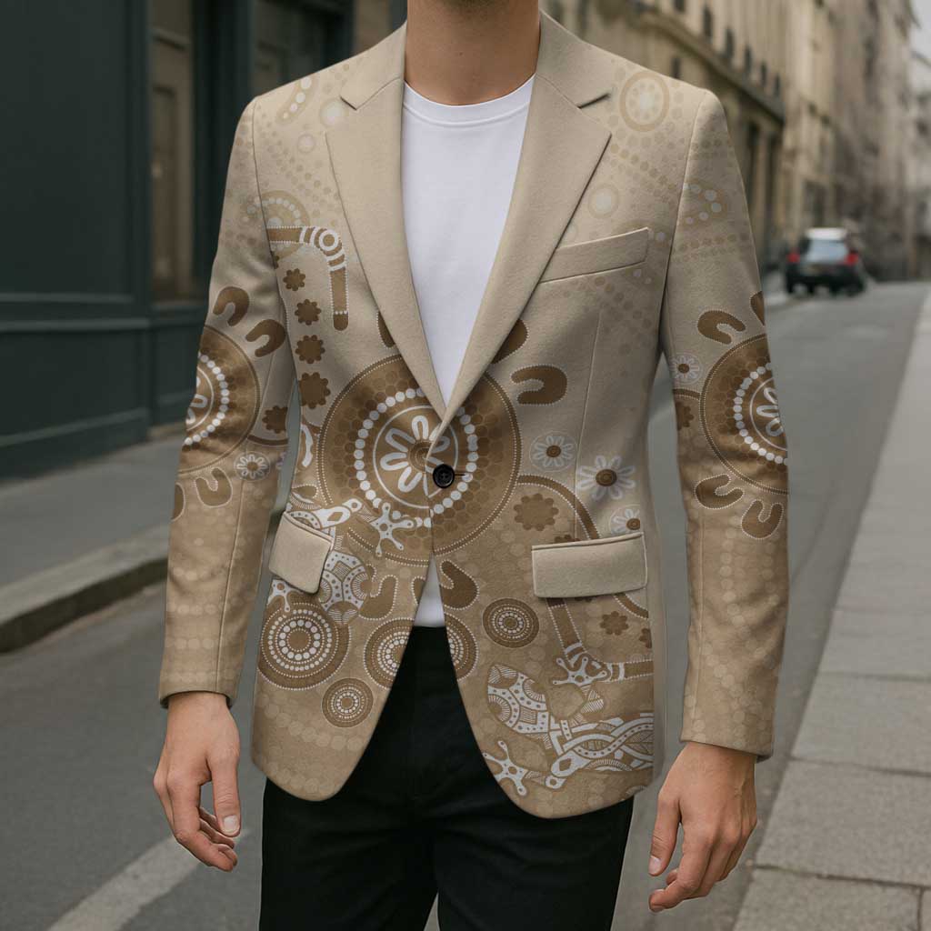 Beige Lizards Australia Blazer Boomerang Indigenous Art - Aussie Hoodie