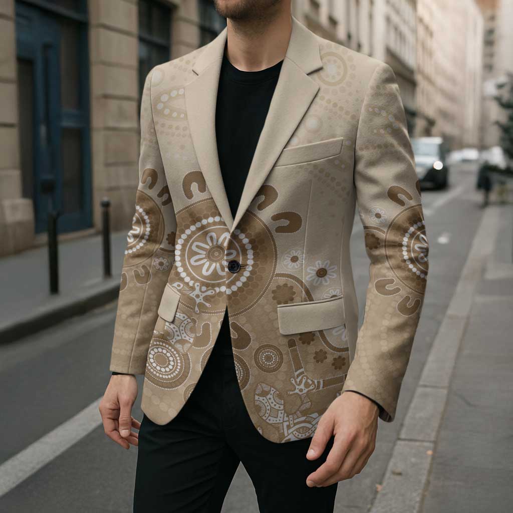 Beige Lizards Australia Blazer Boomerang Indigenous Art - Aussie Hoodie