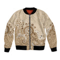 Beige Lizards Australia Bomber Jacket Boomerang Indigenous Art - Aussie Hoodie