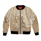 Beige Lizards Australia Bomber Jacket Boomerang Indigenous Art - Aussie Hoodie