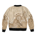 Beige Lizards Australia Bomber Jacket Boomerang Indigenous Art - Aussie Hoodie