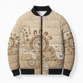 Beige Lizards Australia Bomber Puffer Jacket Boomerang Indigenous Art - Aussie Hoodie