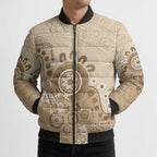Beige Lizards Australia Bomber Puffer Jacket Boomerang Indigenous Art - Aussie Hoodie